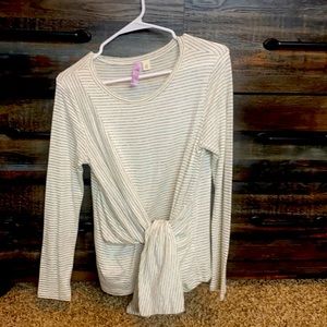 Striped tie front shirt